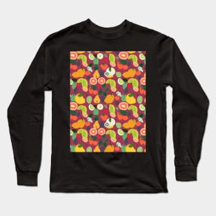 Colorful Fruit Motif in Seamless Pattern V3 Long Sleeve T-Shirt